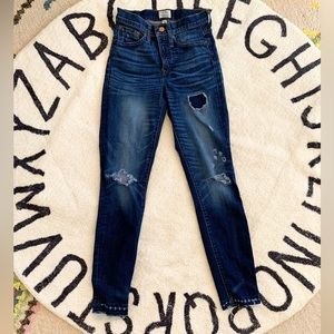 J Crew Distressed 9” High-Rise Toothpick Jean